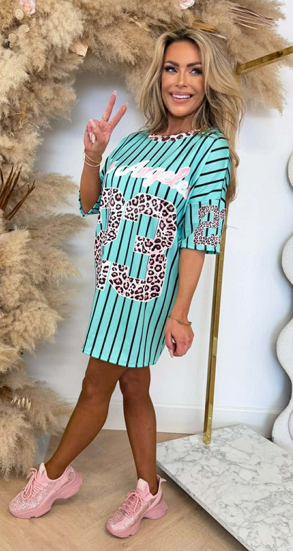 JERSEY BASEBALL LEO STRIPE LONG TEE MINT