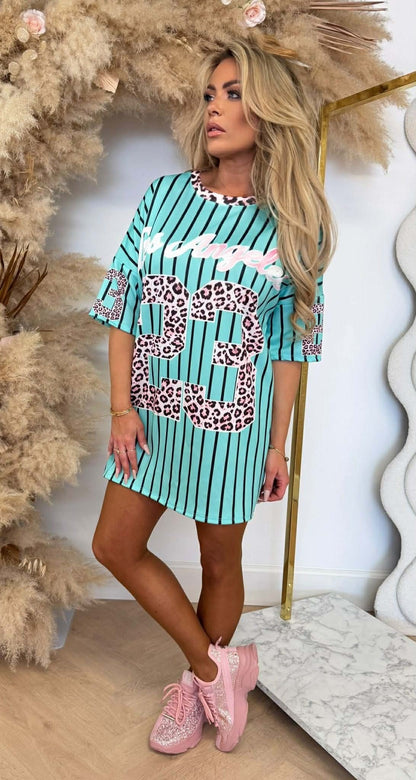 JERSEY BASEBALL LEO STRIPE LONG TEE MINT