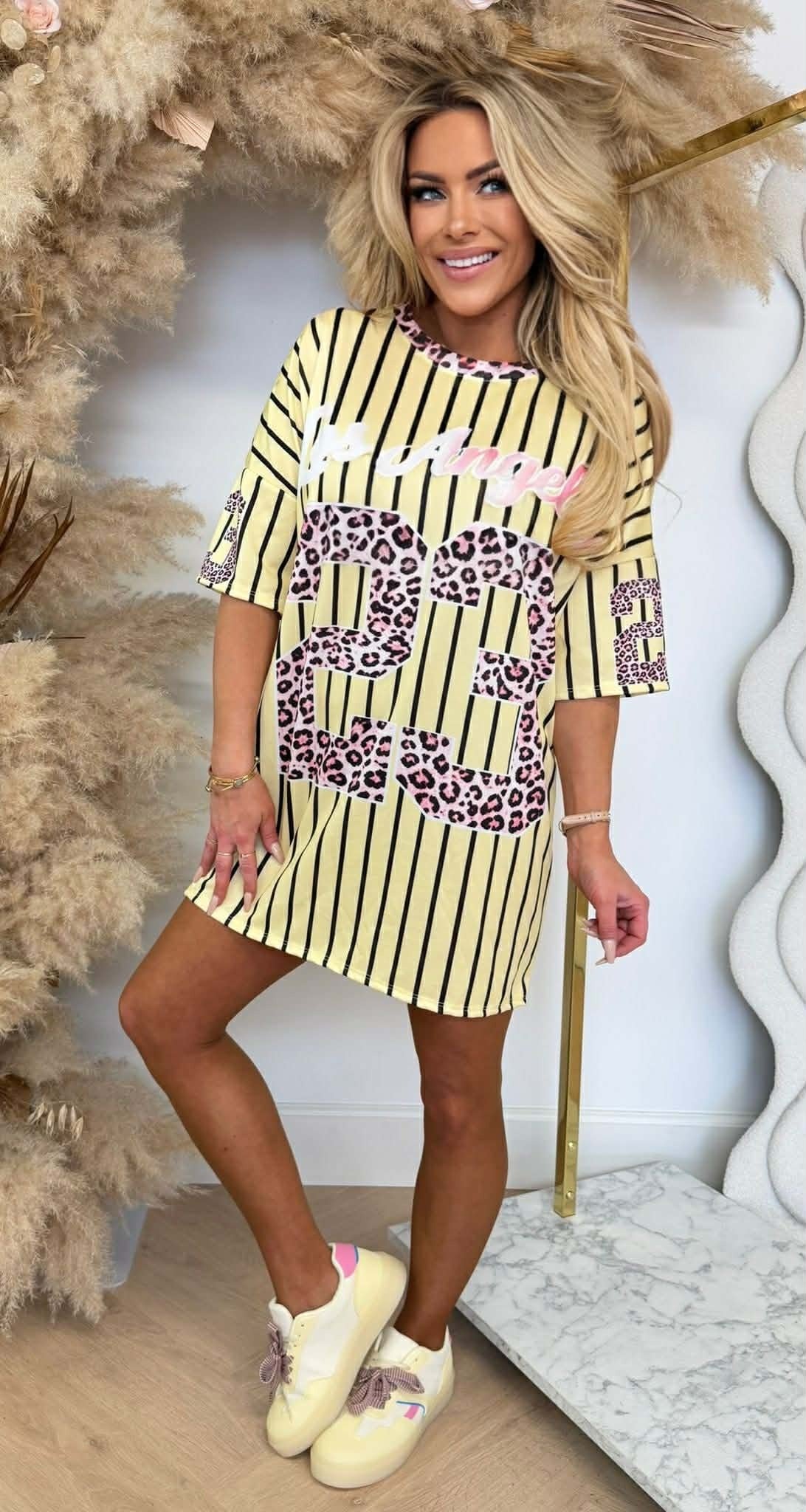 JERSEY BASEBALL LEO STRIPE LONG TEE YELLOW
