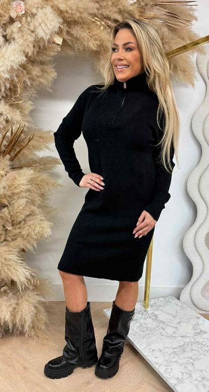 KAYLLA ZIPPER DRESS 5644 SCHWARZ