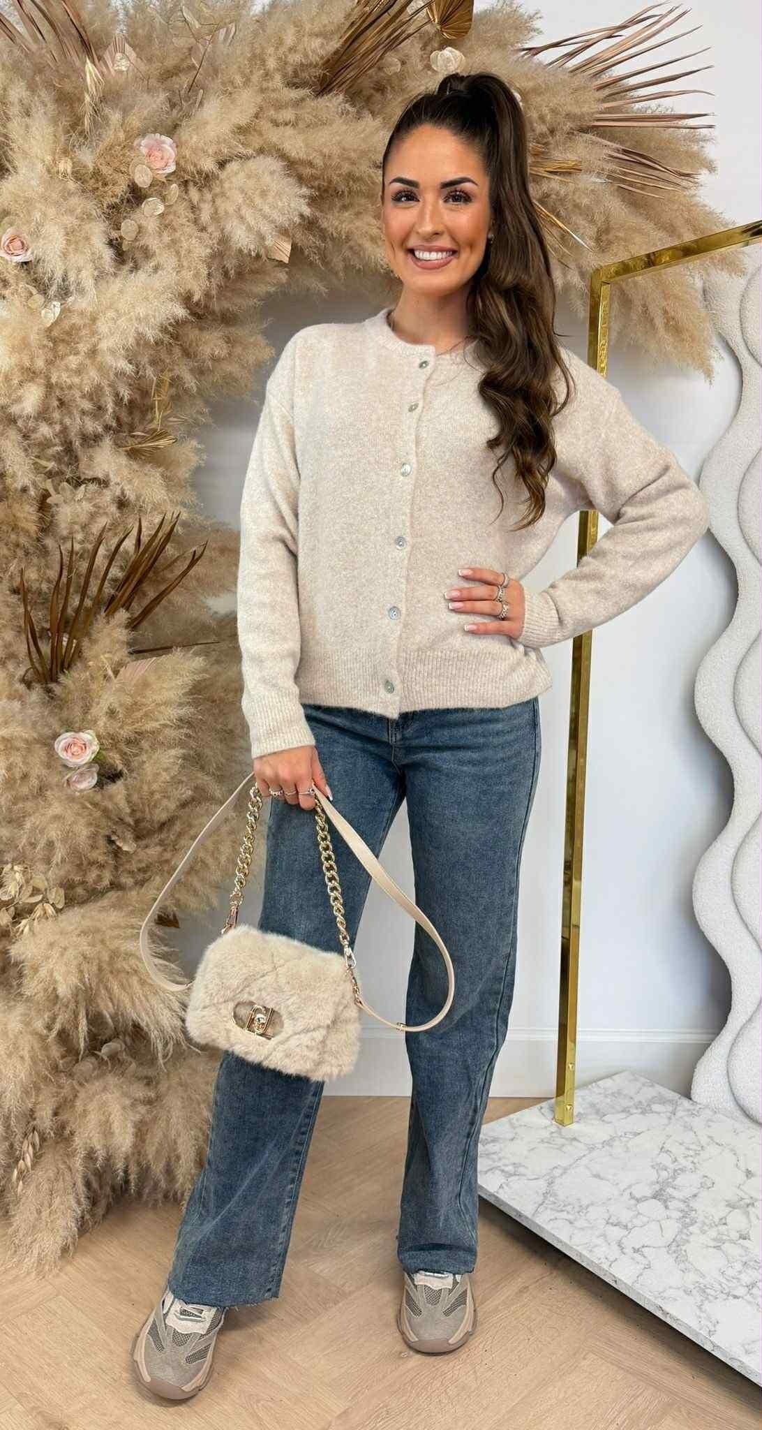 KNOPPJACKE/SWEATER 658 TAUPE