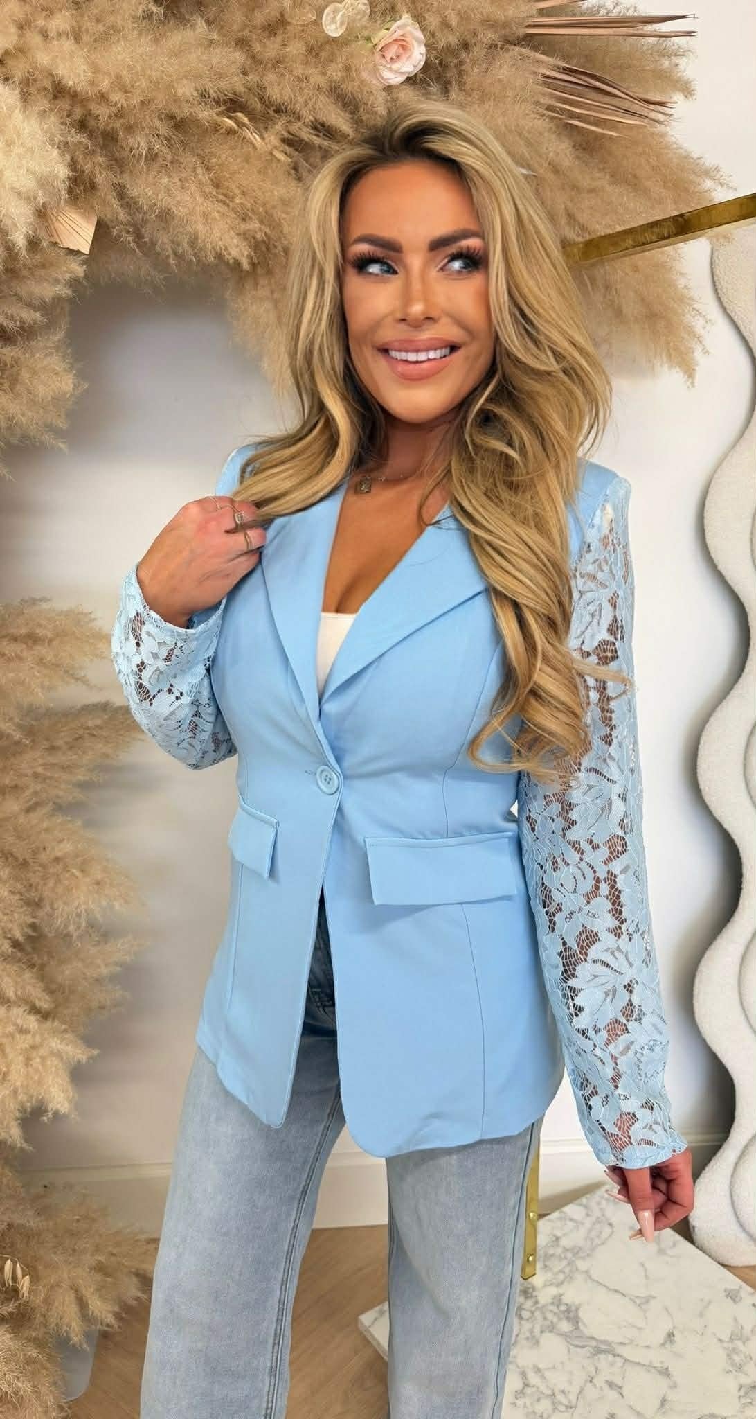 SPITZENÄRMEL-BLAZER 5194 / 3394 EISBLAU