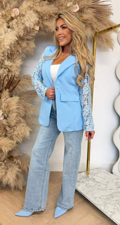 SPITZENÄRMEL-BLAZER 5194 / 3394 EISBLAU