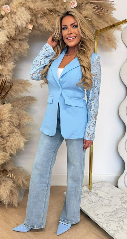 SPITZENÄRMEL-BLAZER 5194 / 3394 EISBLAU