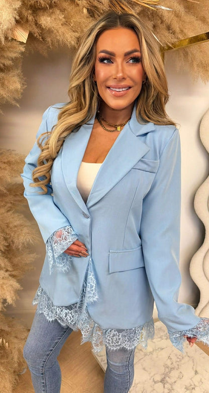 LARA BLAZER DENTELLE BLEU CLAIR