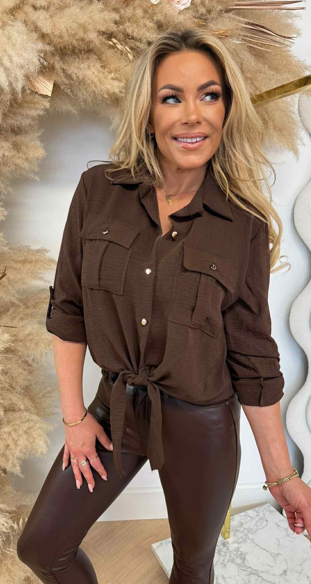LARIS KNOOP BLOUSE CHOCO