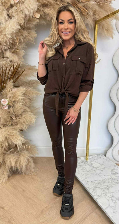 LARIS KNOOP BLOUSE CHOCO