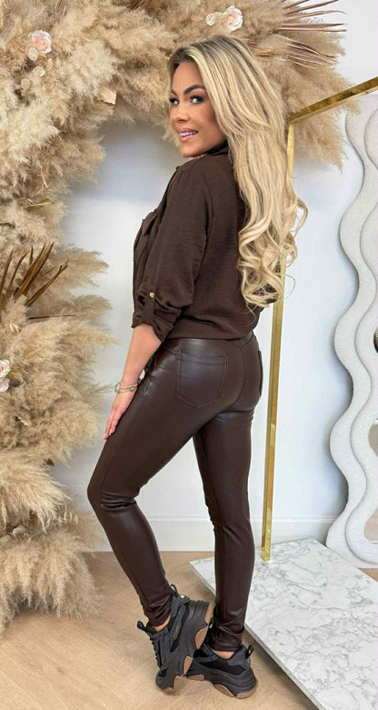 LARIS KNOOP BLOUSE CHOCO