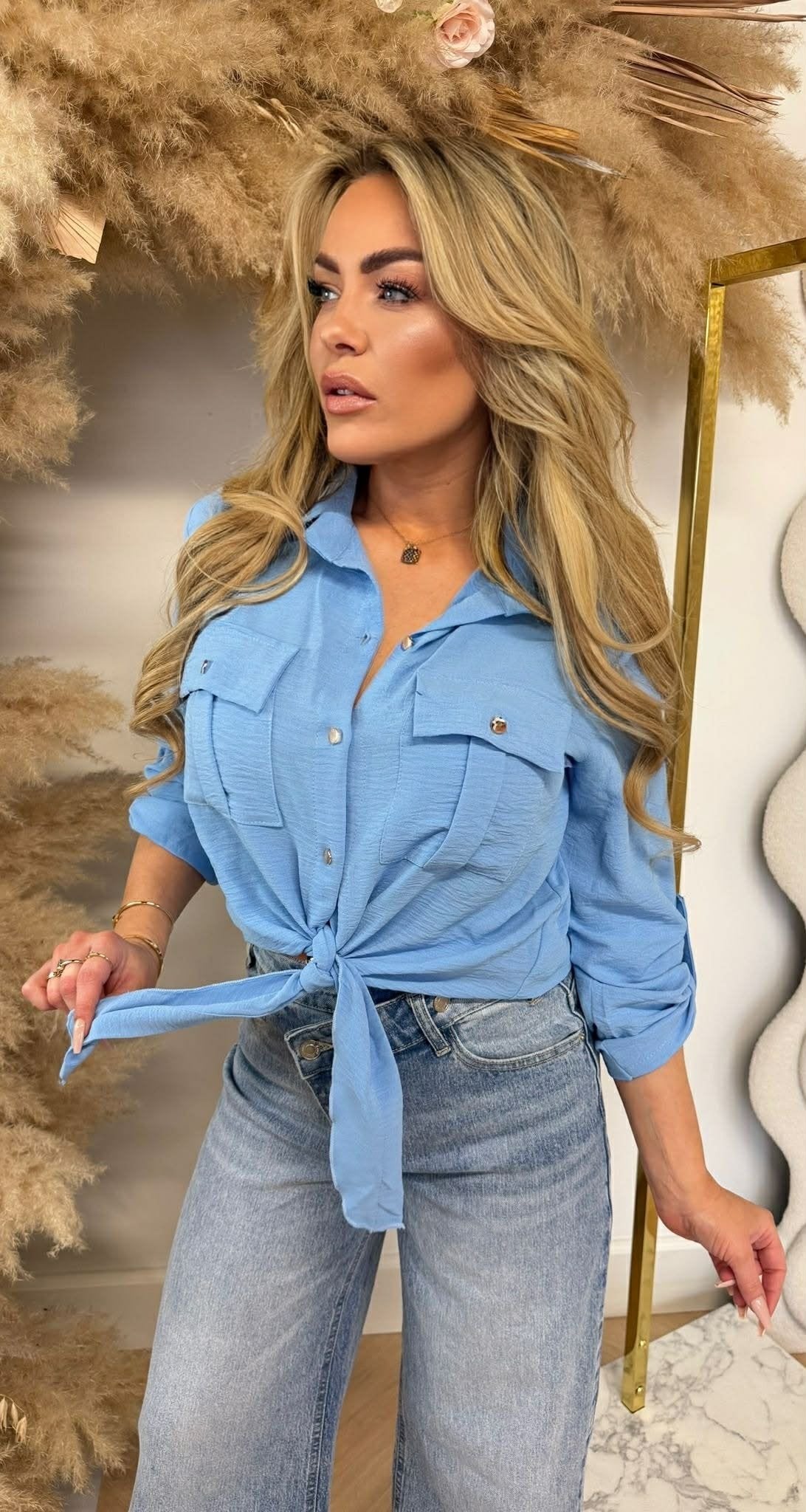 LARIS KNOOP BLOUSE ICEBLUE