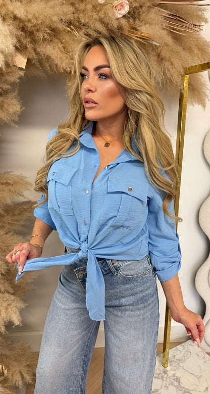 LARIS KNOOP BLOUSE ICEBLUE