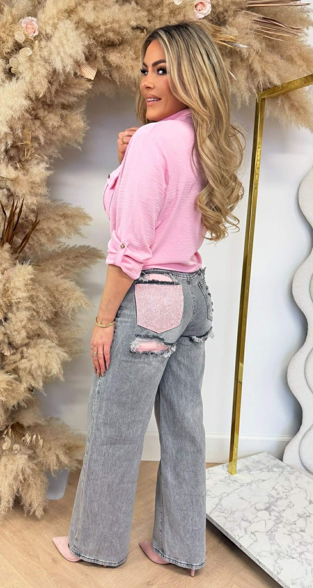 LARIS KNOPFBLUSE HELLROSA