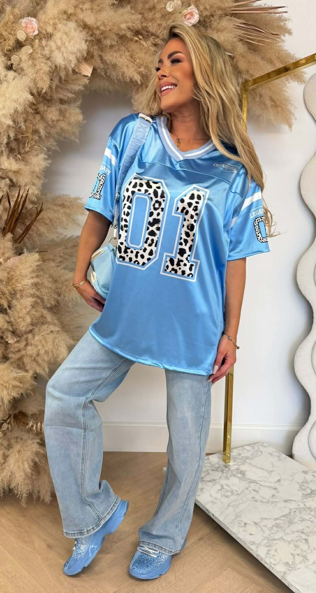 T-SHIRT DE BASEBALL LÉGENDAIRE 01 BLEU GLACE
