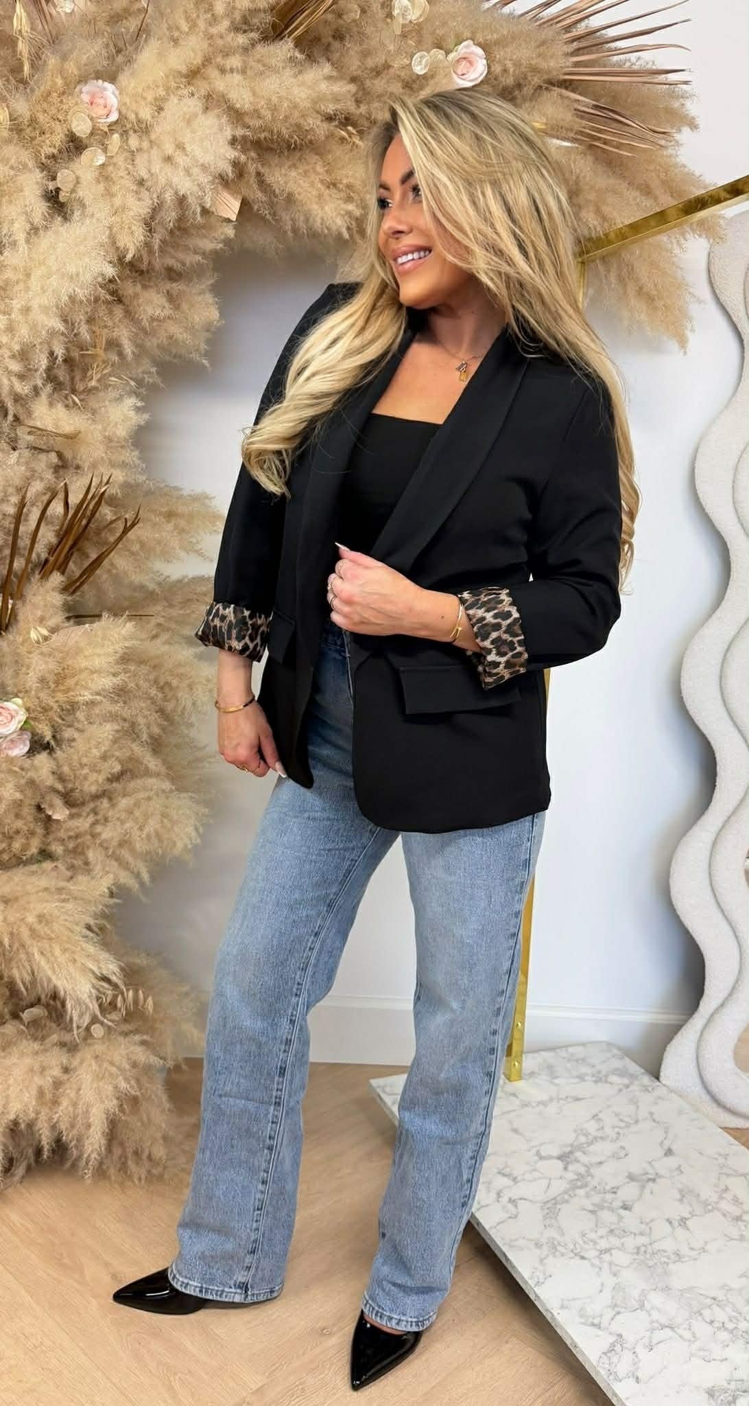 LEO UMSCHLAG BLAZER SCHWARZ