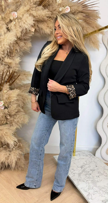 LEO UMSCHLAG BLAZER SCHWARZ