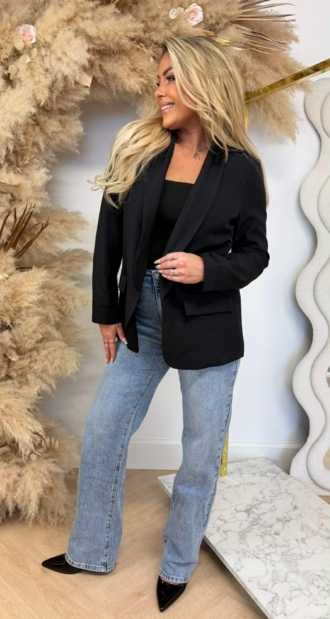 LEO UMSCHLAG BLAZER SCHWARZ