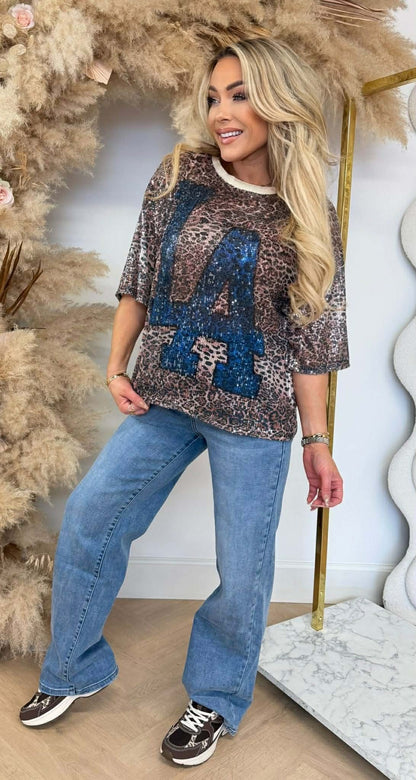LEO SEQUIN LA SHIRTS BLUE