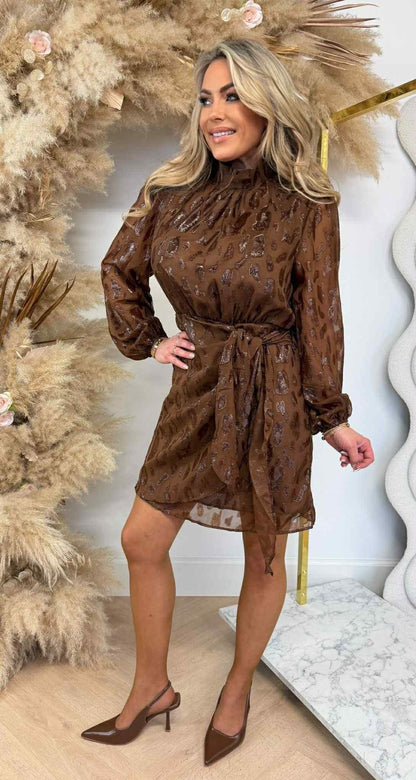 ROBE IMPRIMÉE LEO SHINE 5335A CHOCO