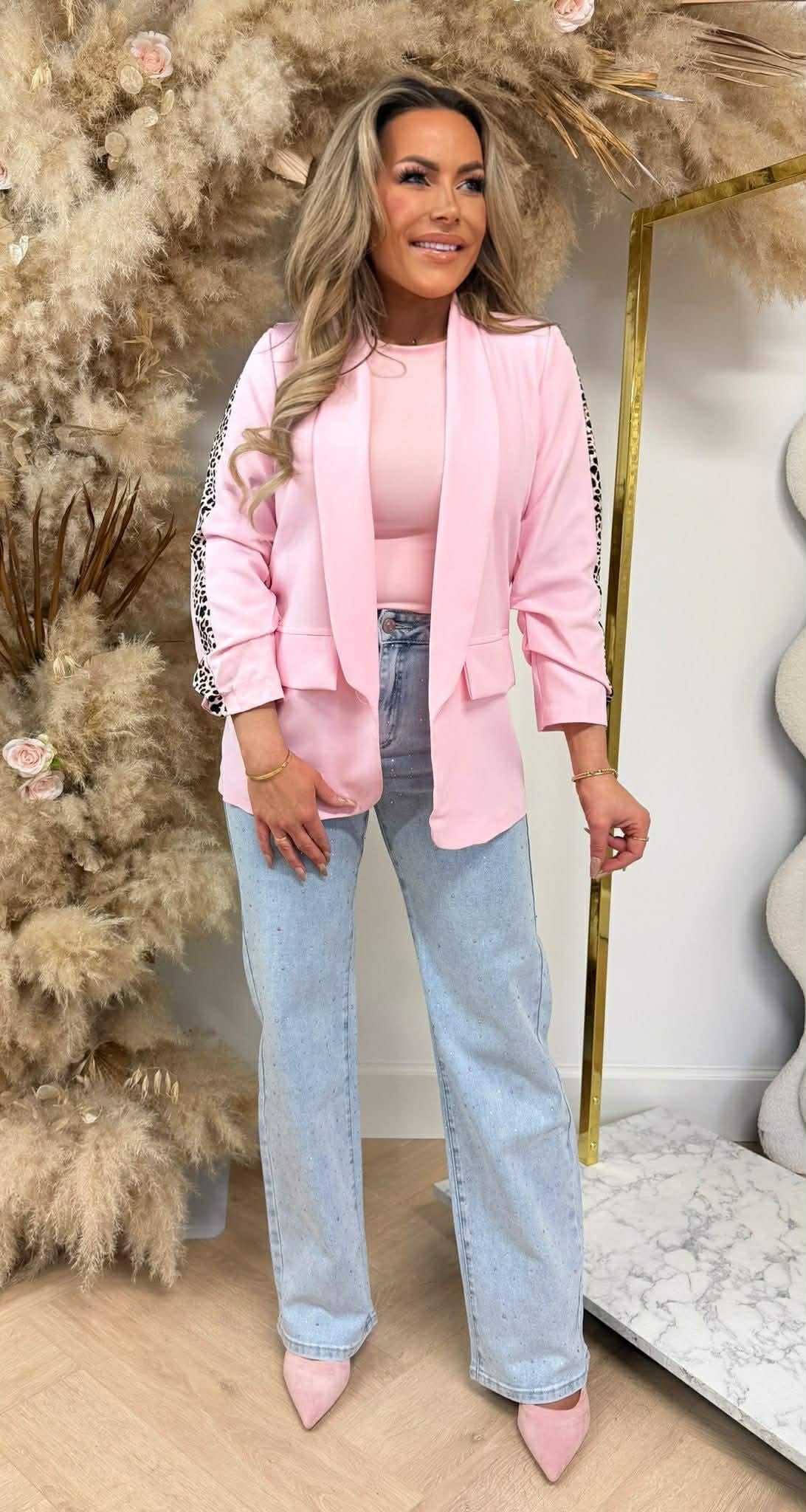 LEOPARD STRIPE CROPPED PINK