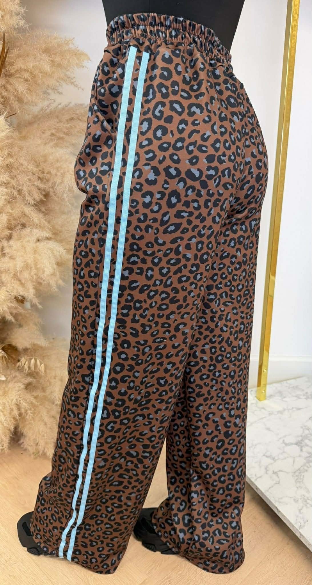 PANTALON RAYURES LÉOPARD BLEU GLACÉ