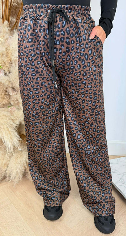 PANTALON RAYURES LÉOPARD BLEU GLACÉ