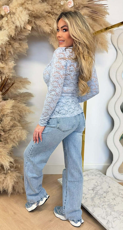 LESLEY BY SWAN LACE TOP 9883 BLAU
