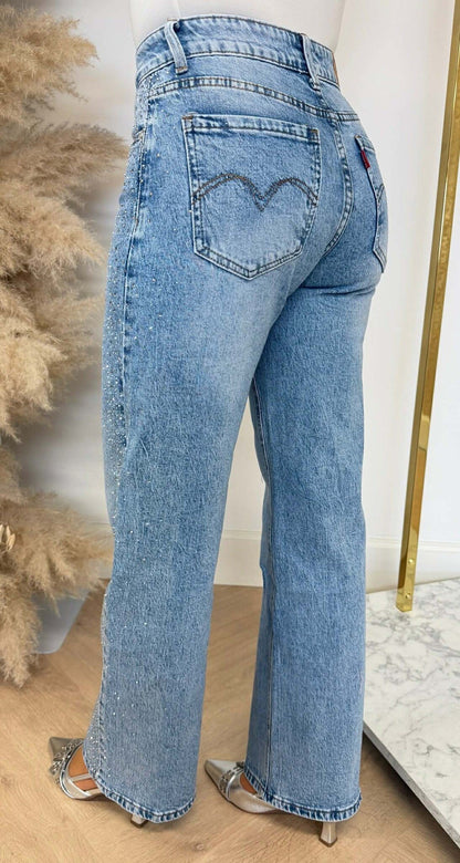 LEVI GLITTER WIDE LEG JEANS 66338 DENIMBLUE