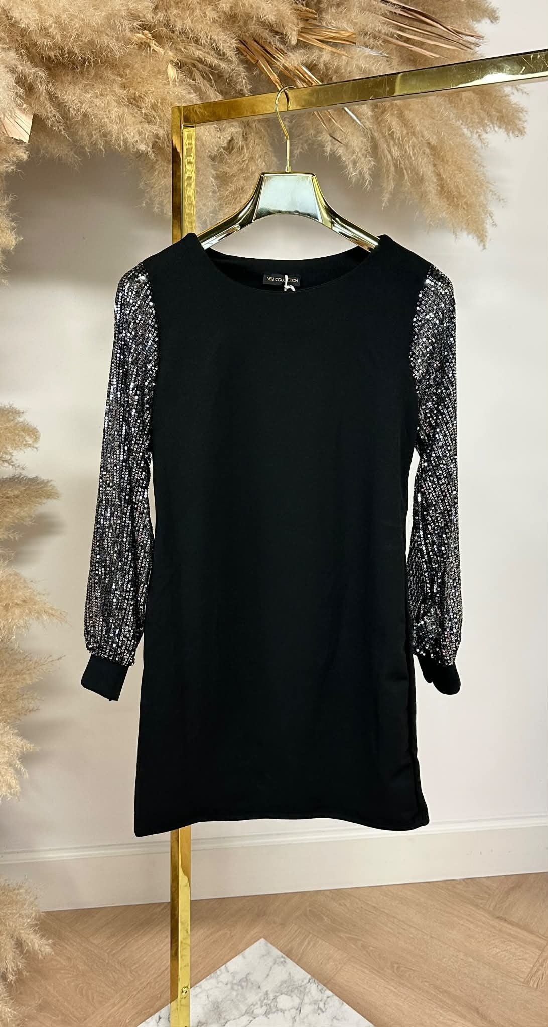 LILLY GLITZER-ÄRMELKLEID SILBER