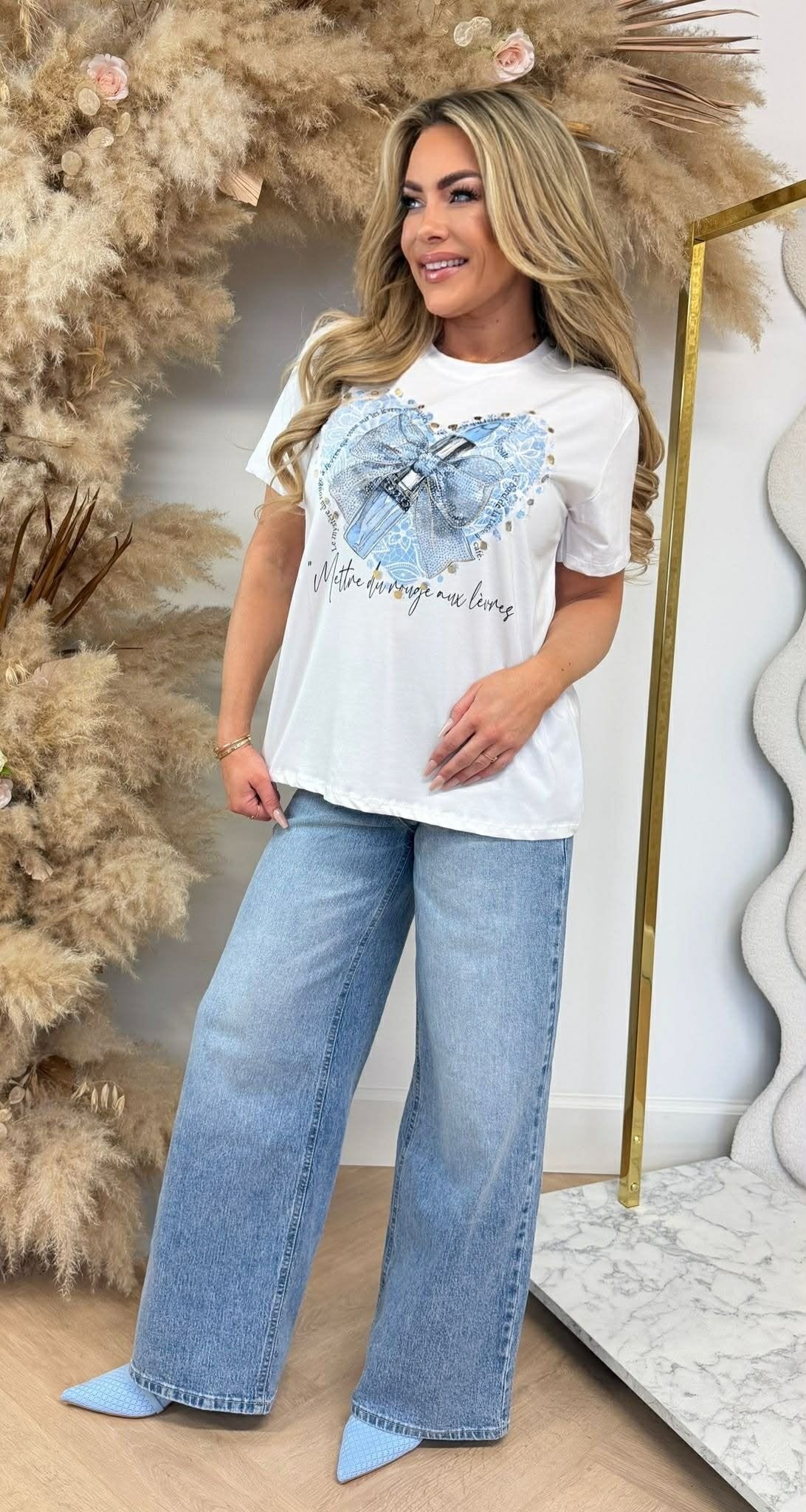 LIPSTICK STRIK TEE *L* BLEU/BLANC CASSÉ