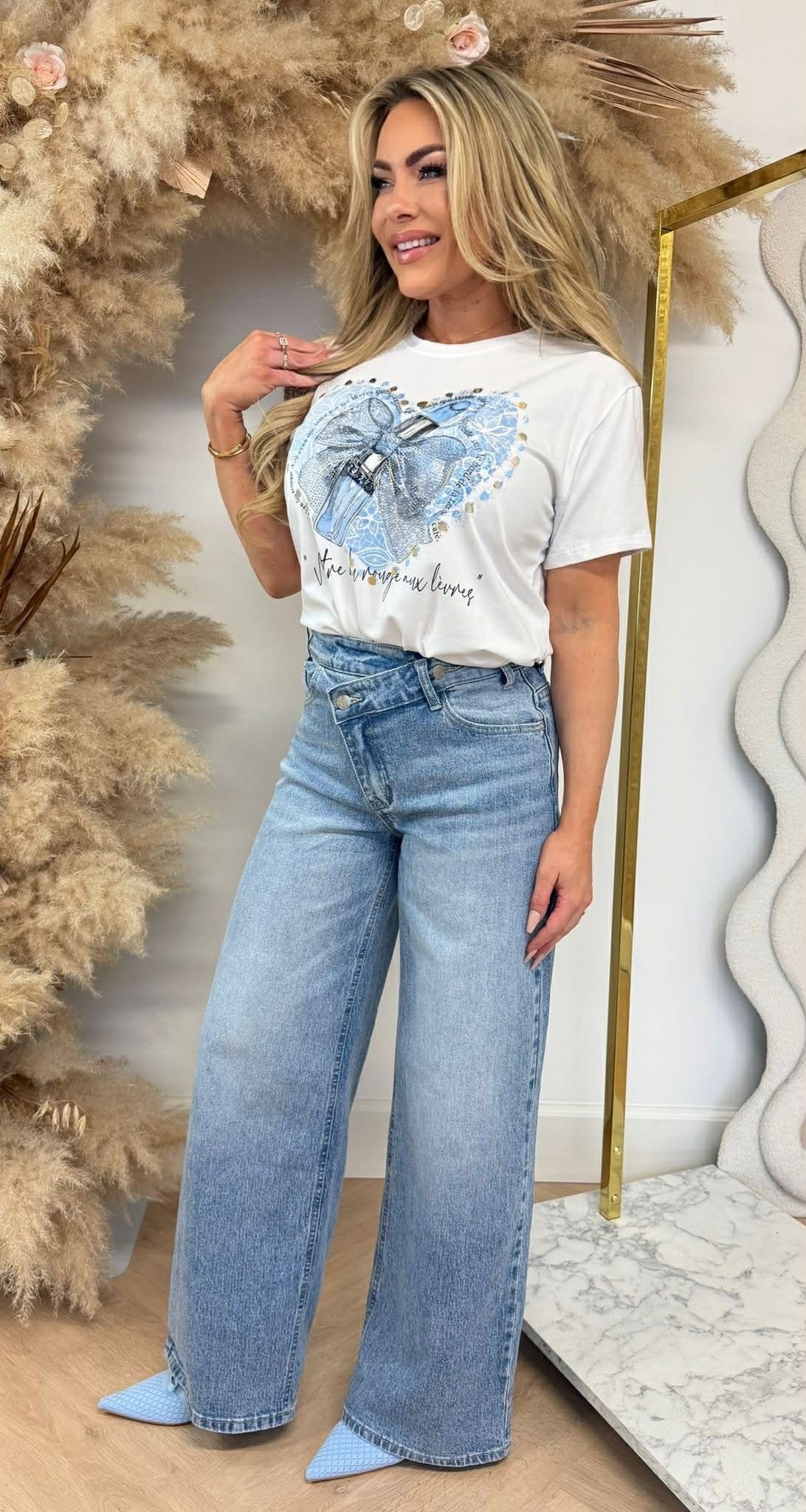 LIPSTICK STRIK TEE *L* BLEU/BLANC CASSÉ