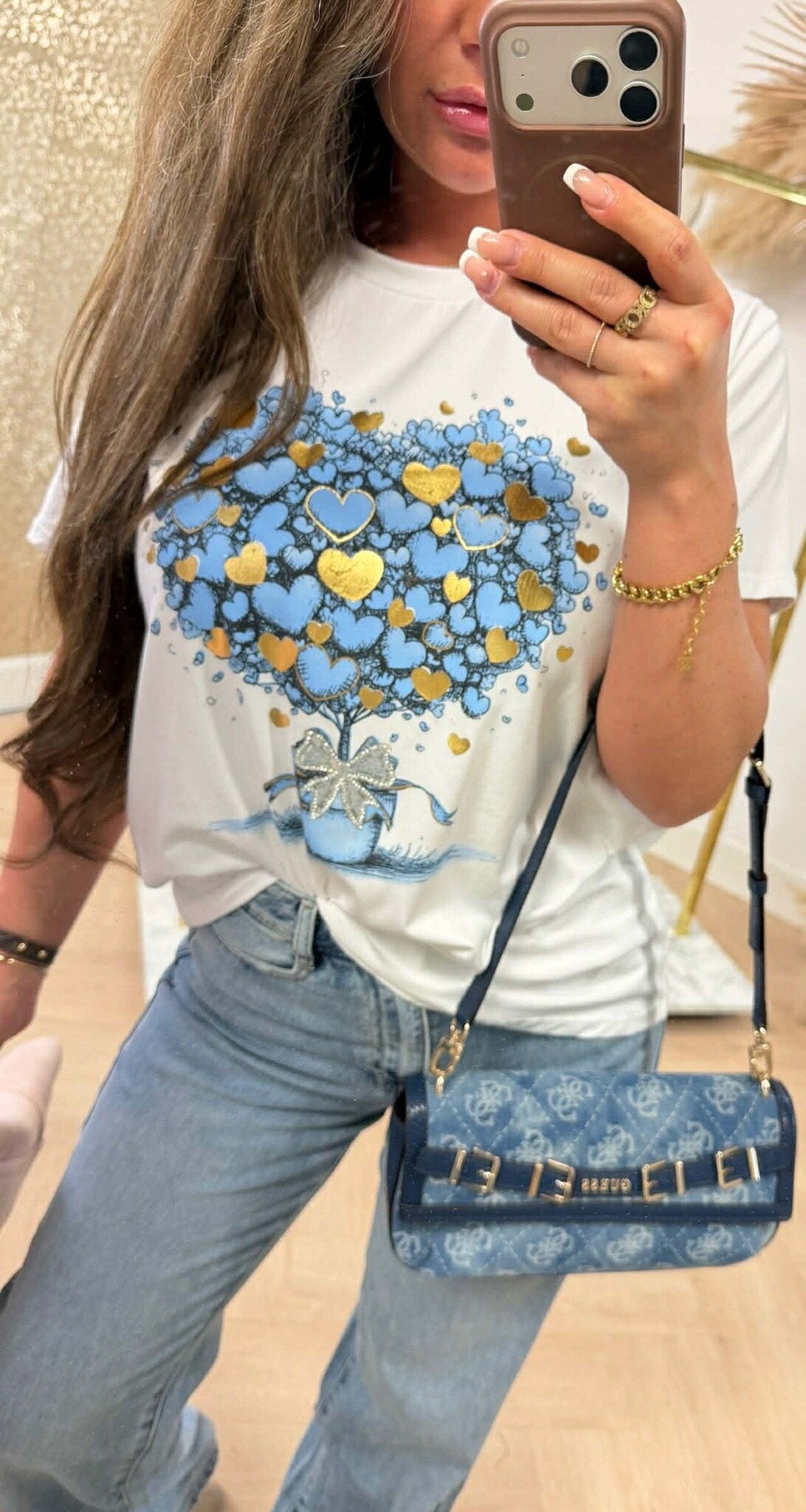 LITTLE HEARTS TREE SHIRT *L* BLAU