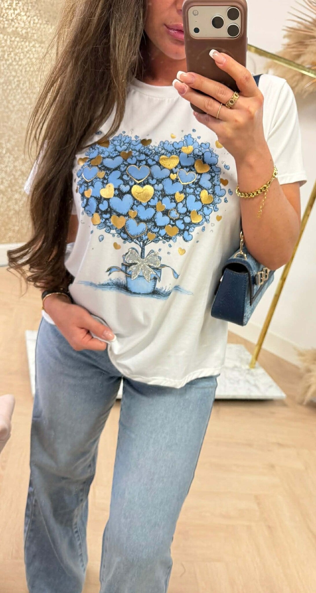 LITTLE HEARTS TREE SHIRT *L* BLAU