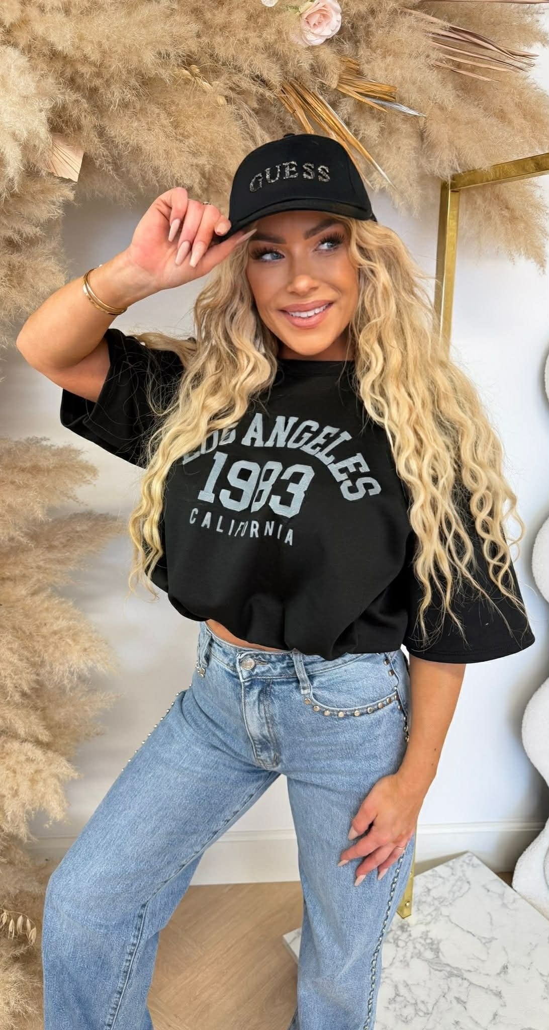 LOSY LOS ANGELES CROPPED TOP BLACK