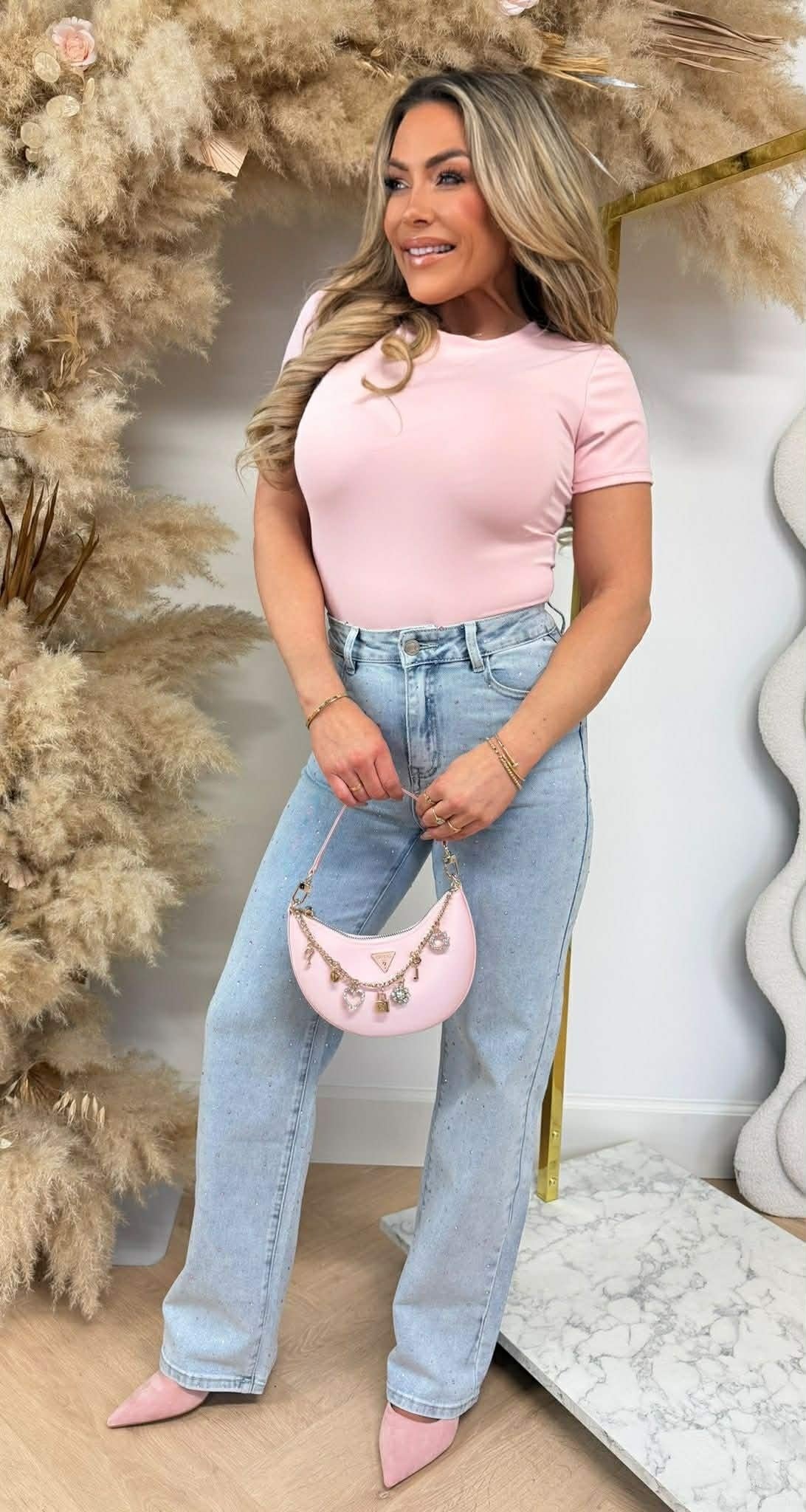BODY LOTTE MANCHES COURTES ROSE