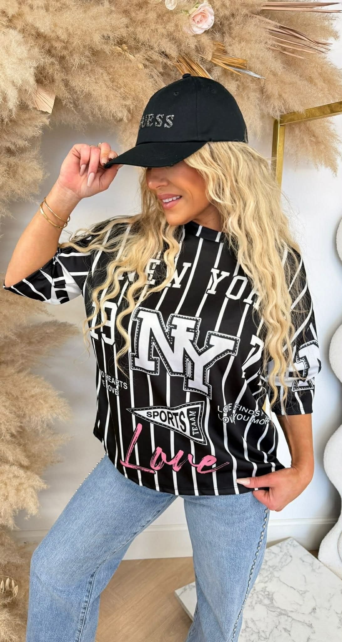 T-SHIRT BASEBALL LOVE NY NOIR