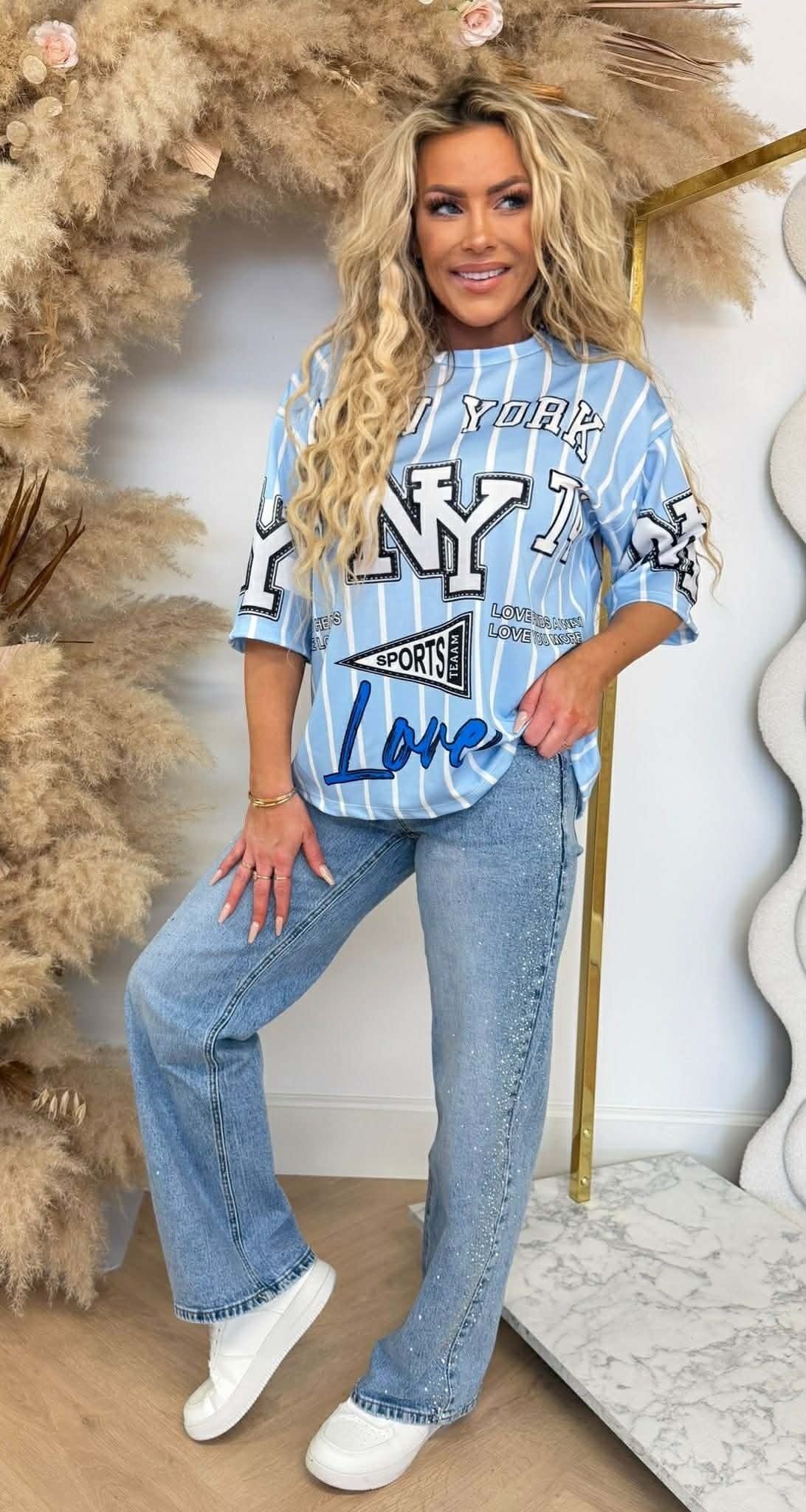 LOVE NY BASEBALL TEE ICEBLUE