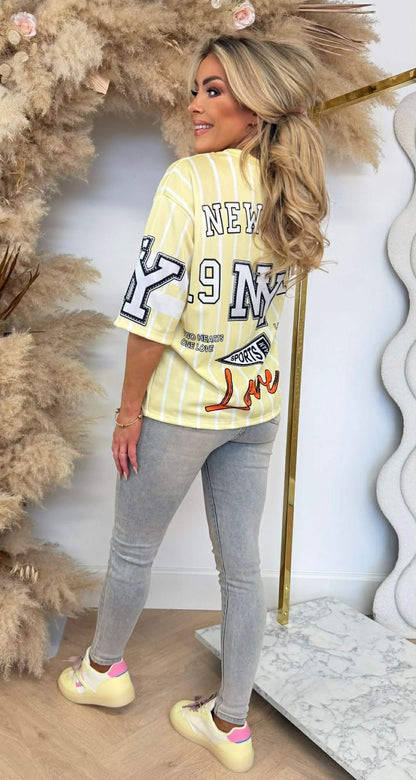 LOVE NY BASEBALL TEE GELB