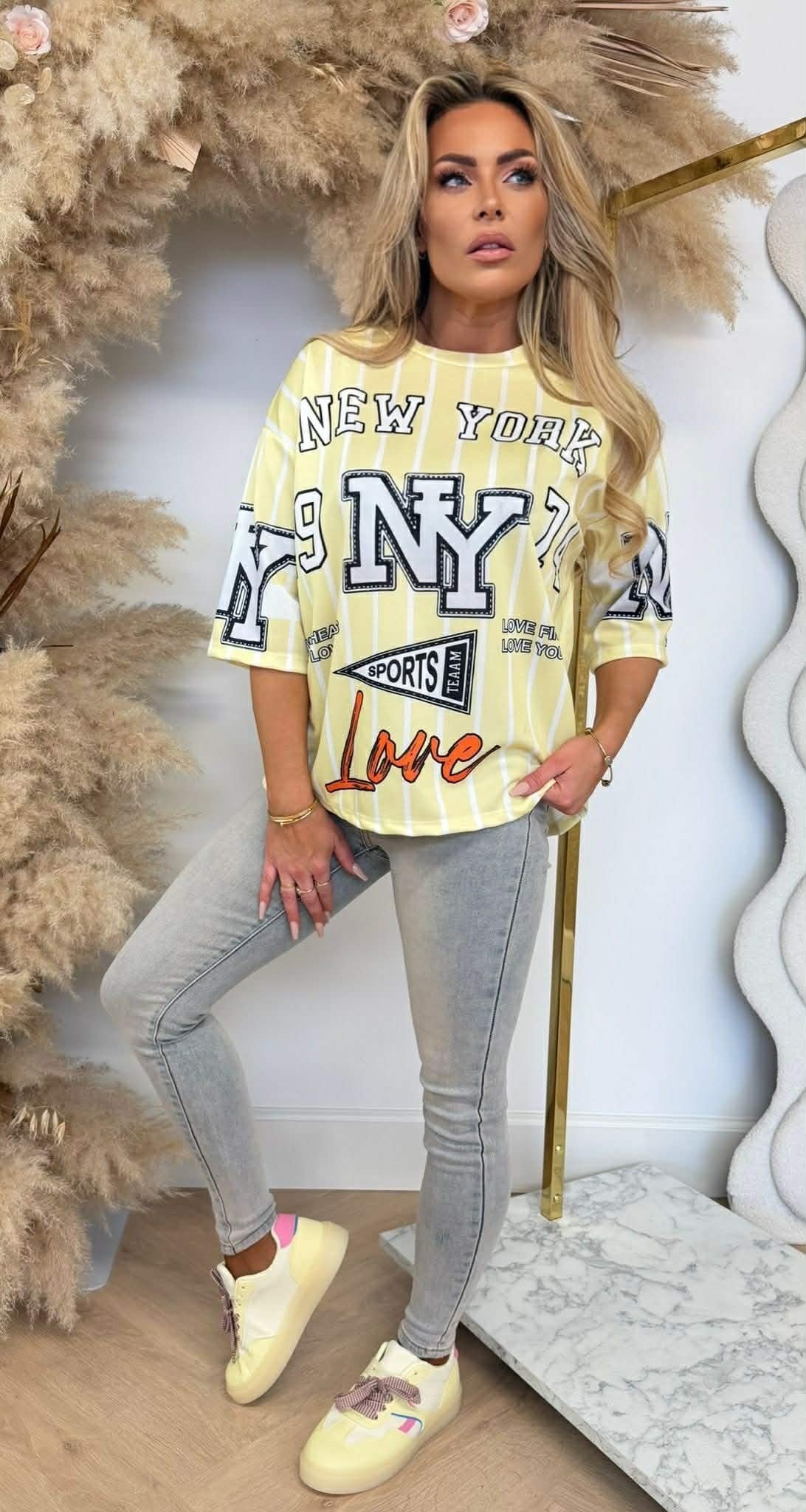 LOVE NY BASEBALL TEE GELB