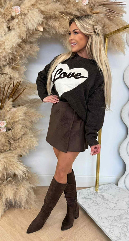 LOVE SUEDE HART SWEAT 791 CHOCO