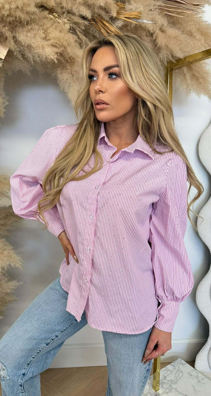 SCHÖNE GLITZER STREIFEN BLUSE ROSA