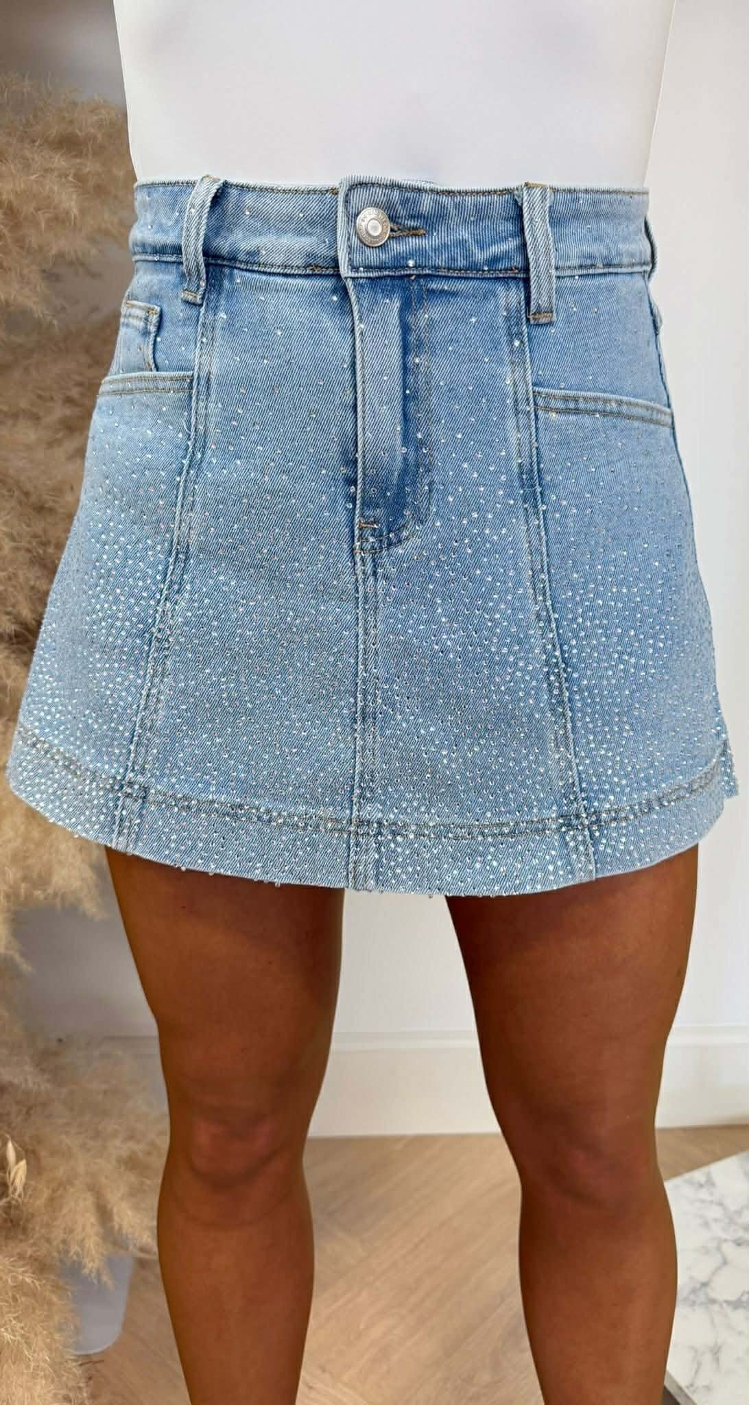 MARI GLITTER JUPE-SHORT MG-927 BLEU DENIM