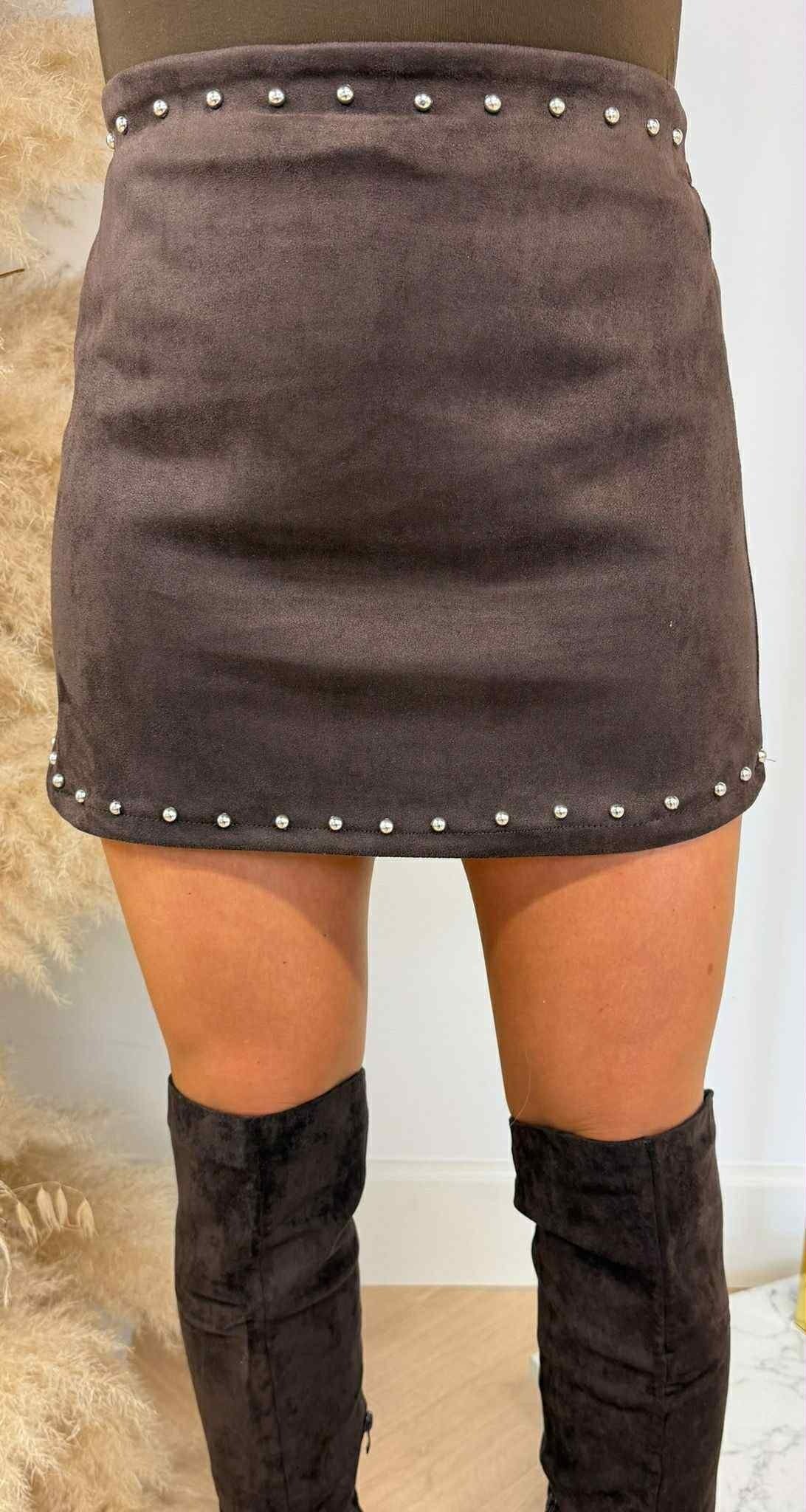 JUPE-CULOTTE CLOUS MAUVE CHOCO