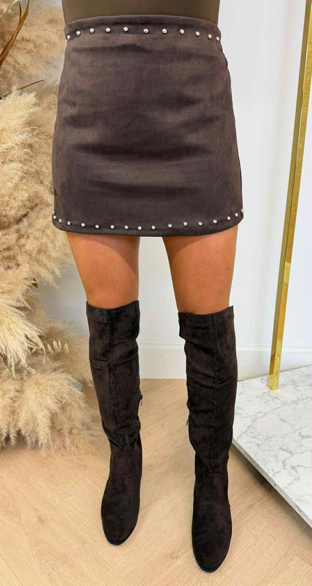 JUPE-CULOTTE CLOUS MAUVE CHOCO