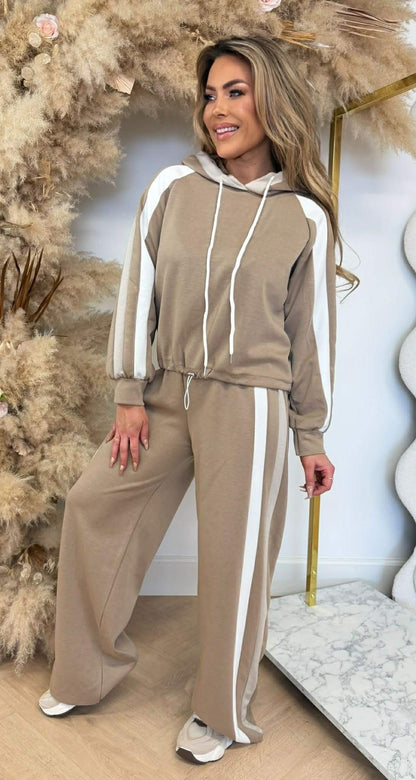 MAXIME STREIFEN-SET TAUPE