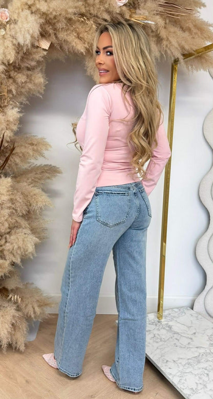 MAYE HAUT MANCHES LONGUES ROSE PÂLE
