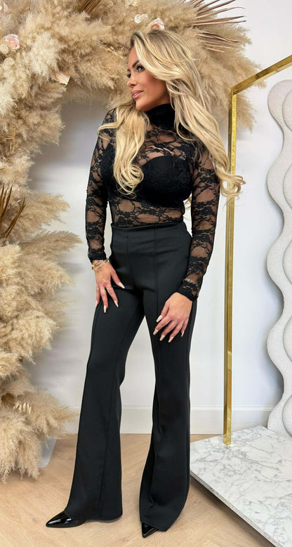 MESH SPITZEN-TOP *L* SCHWARZ