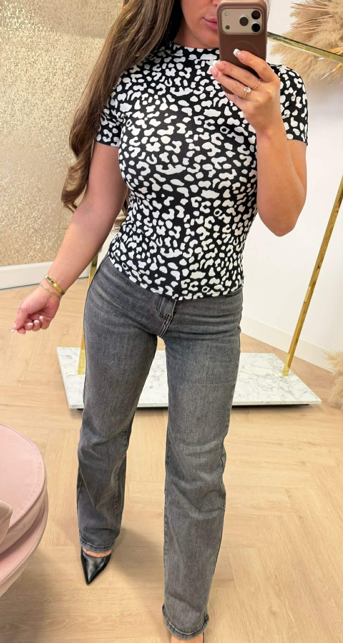 MIA LEOPARD TEE BLACK