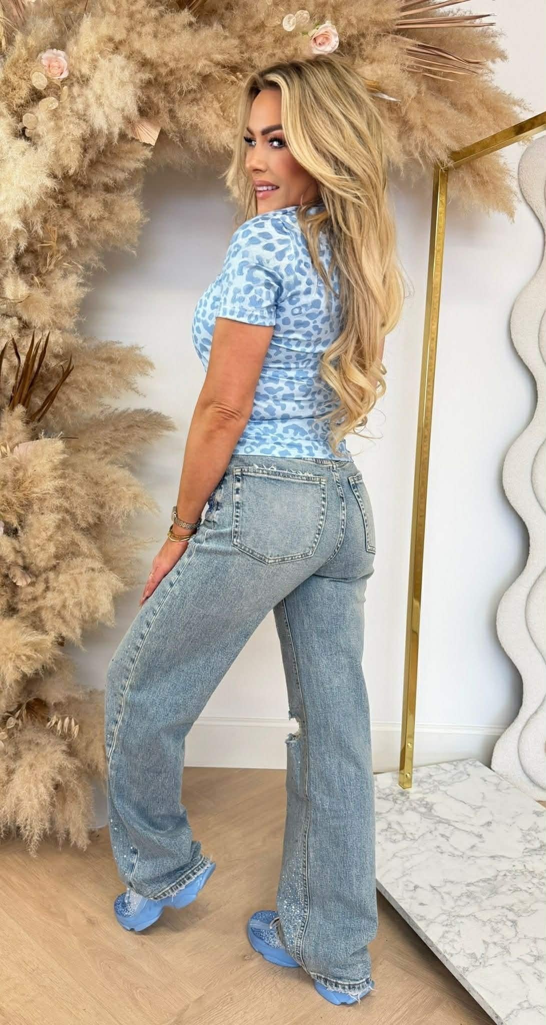 T-SHIRT MIA LEOPARD BLEU CLAIR