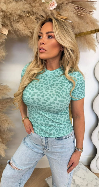 T-SHIRT MIA LÉOPARD MENTHE