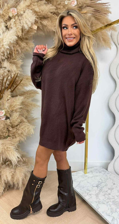 MILANO KOL DRESS 619-18 CAFE/CHOCO