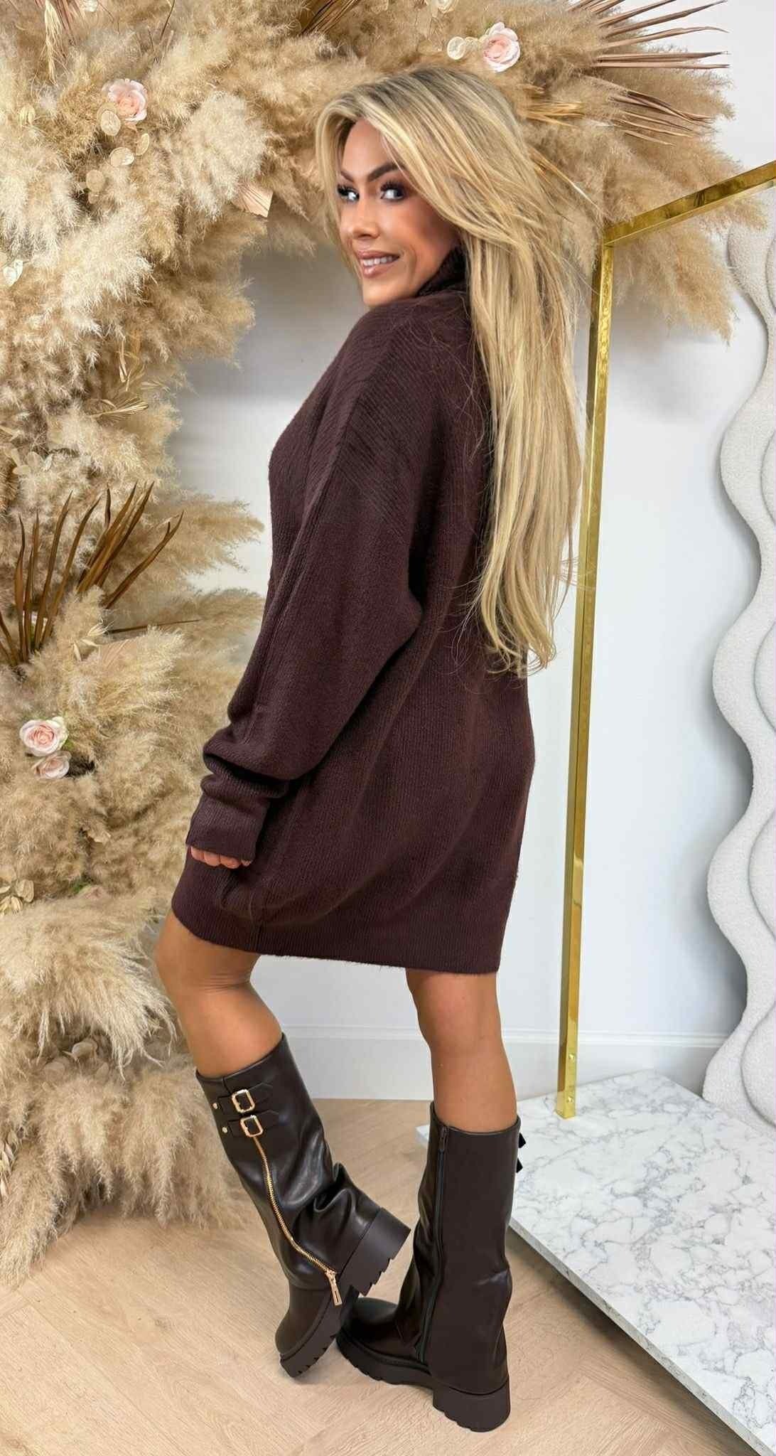 MILANO KOL DRESS 619-18 CAFE/CHOCO